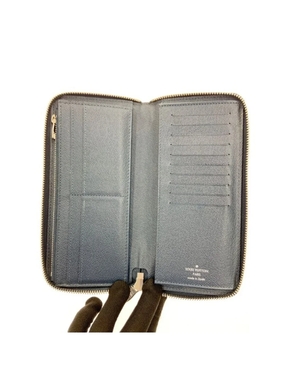 Louis Vuitton Taiga Zippy Wallet Vertical Zip Around Navy